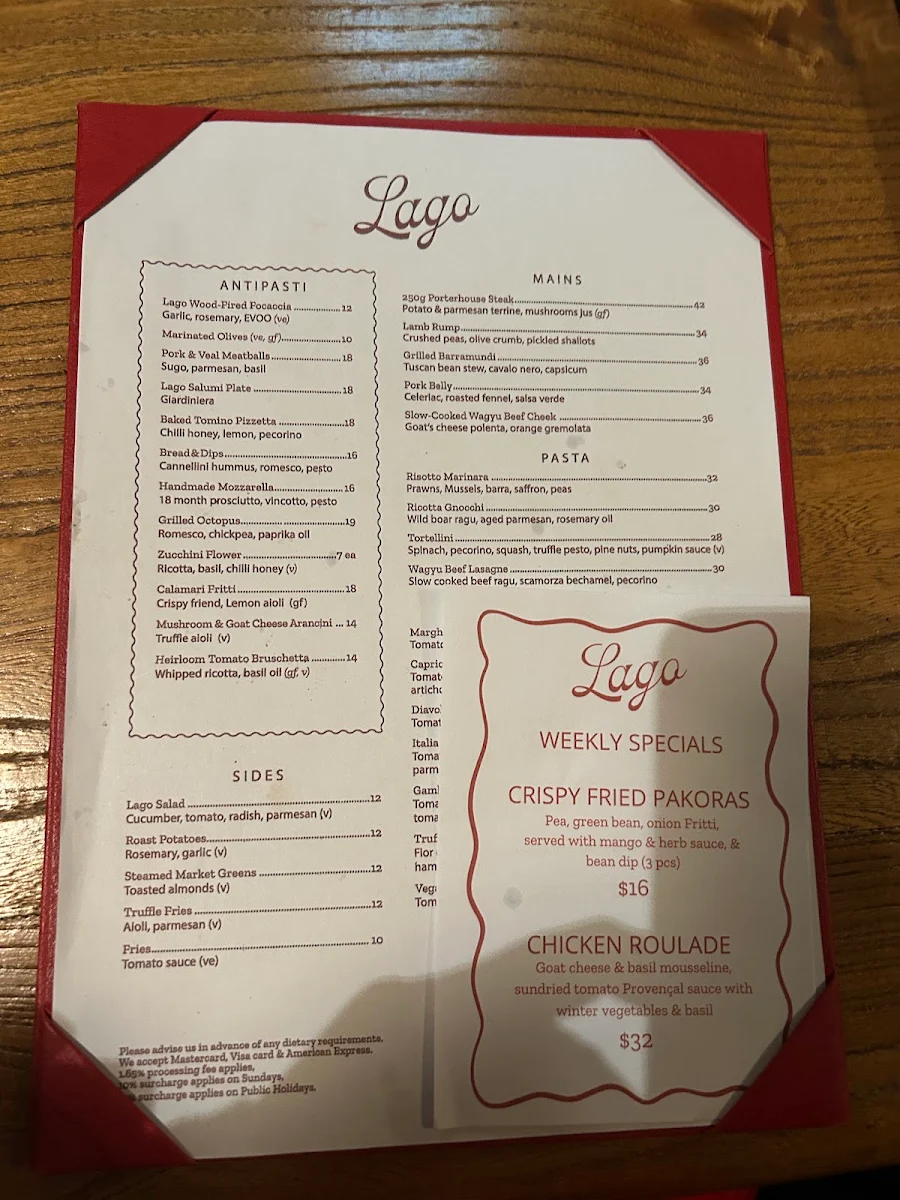 Menu, Lago Cucina
