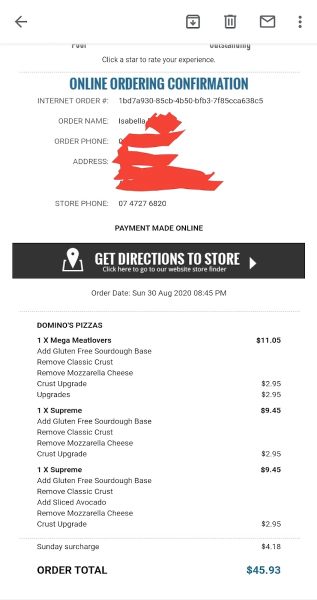 Menu, Domino's Pizza Aitkenvale