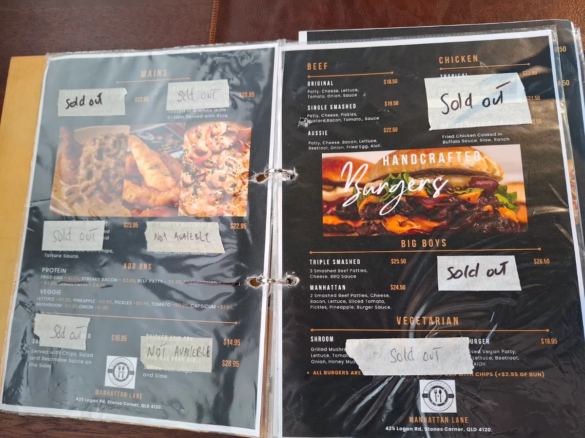Menu, Manhattan Lane