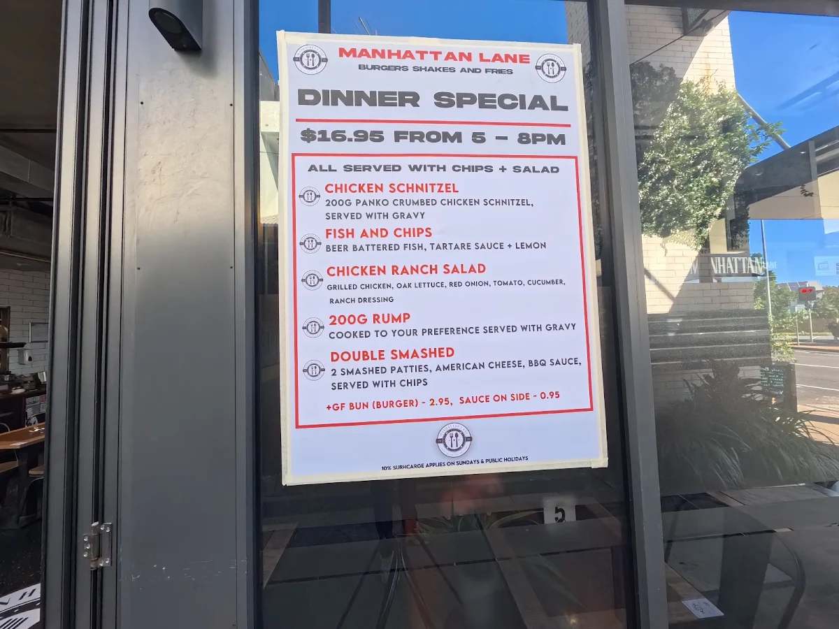 Menu, Manhattan Lane