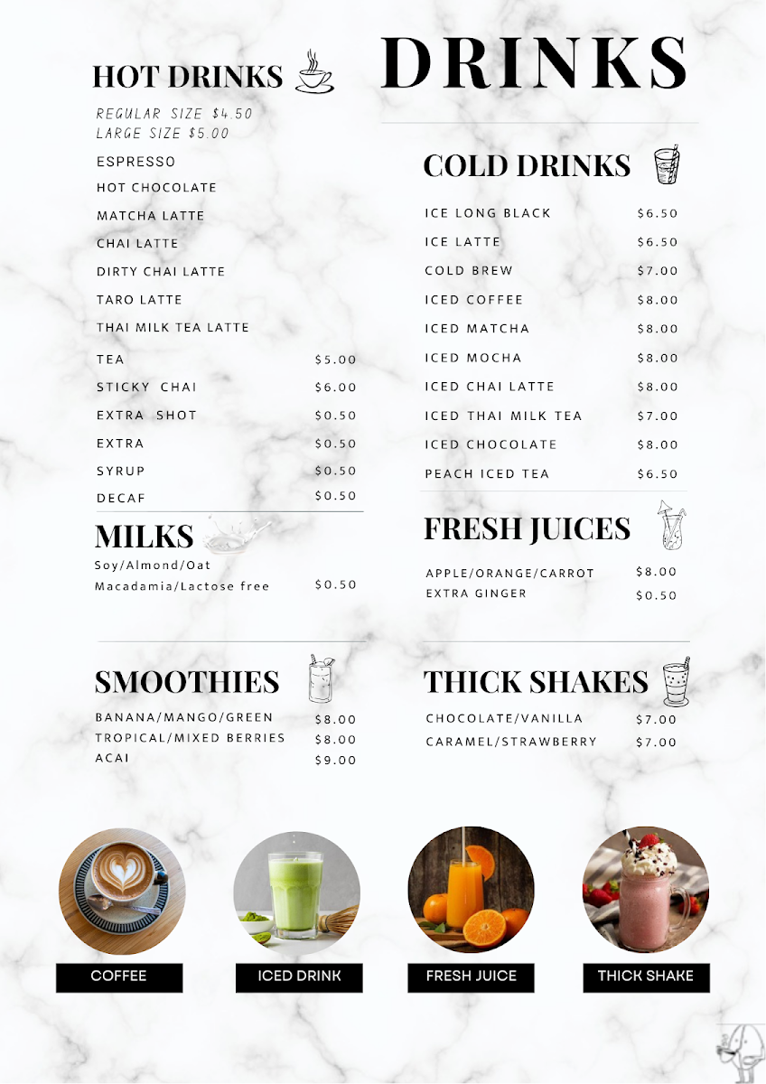 Menu, J-Lyn Cafe