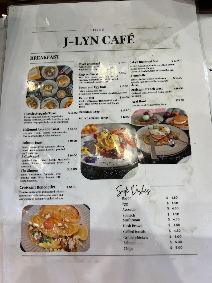 Menu, J-Lyn Cafe