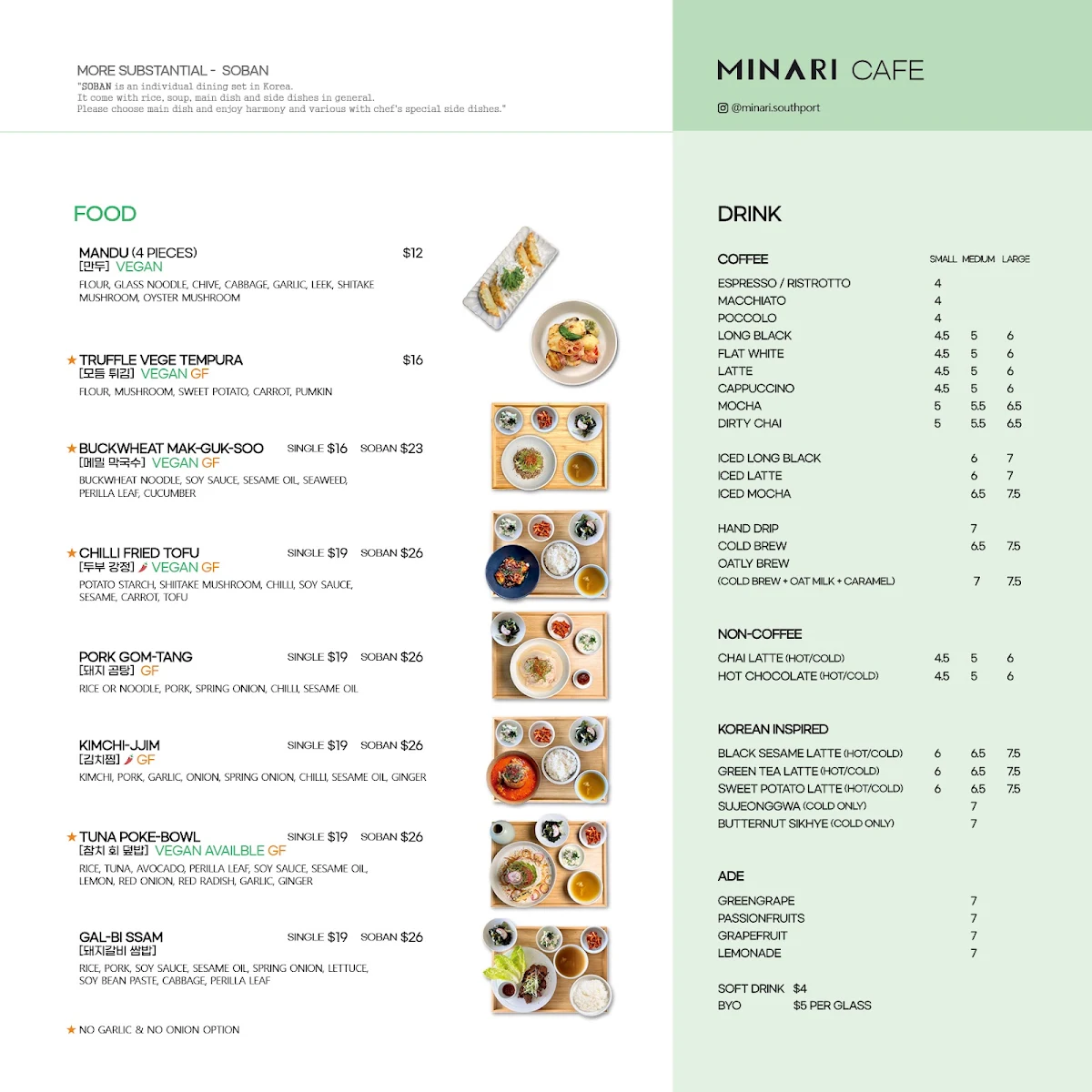 Menu, Minari