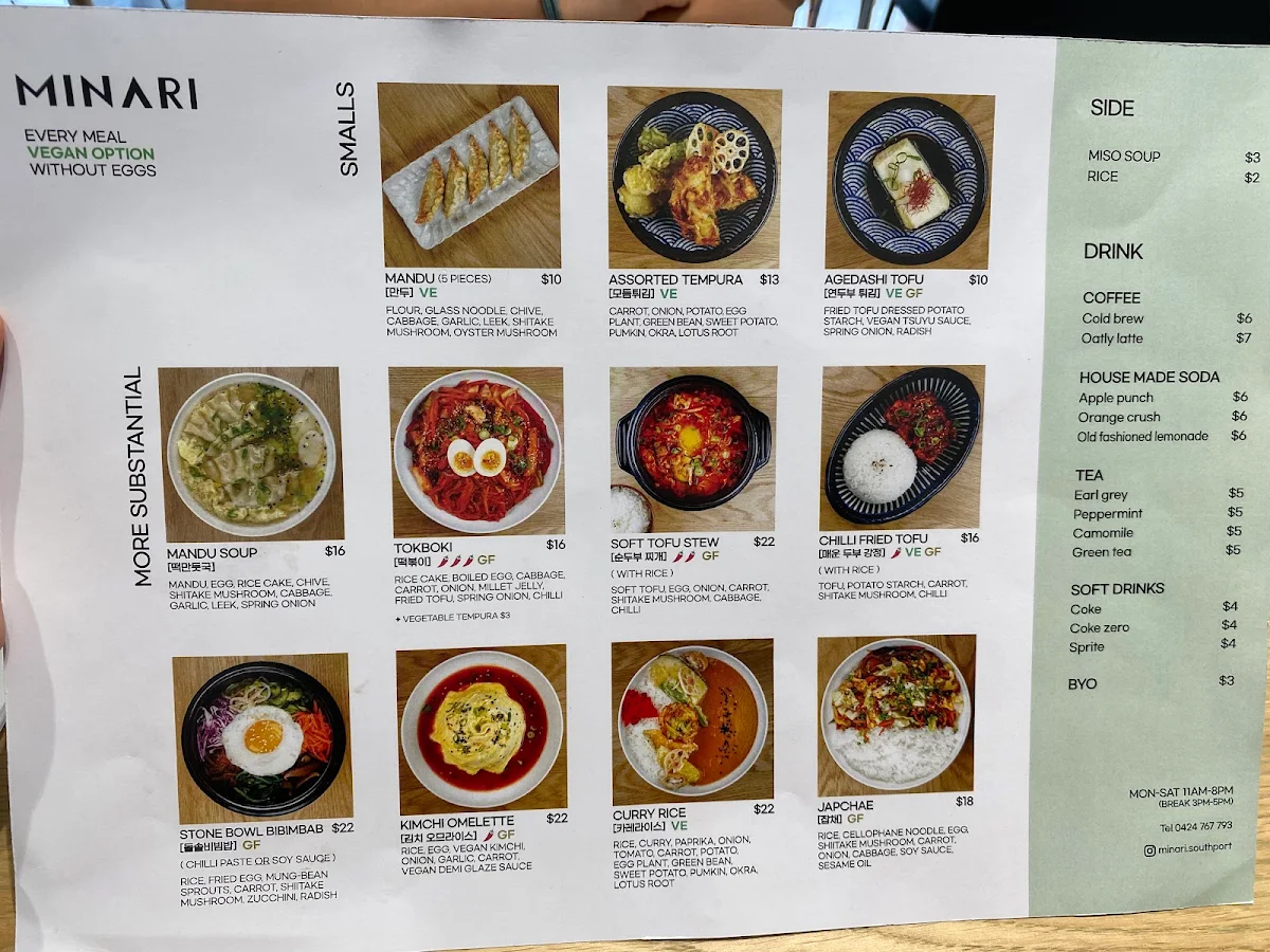 Menu, Minari
