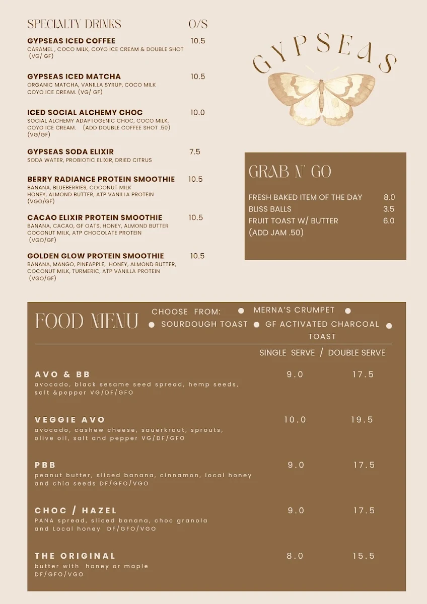 Menu, The Gypsea Collective