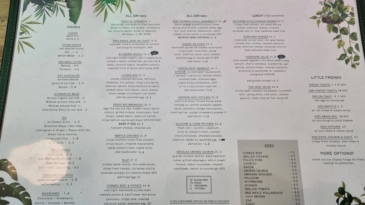 Menu, The Premises.