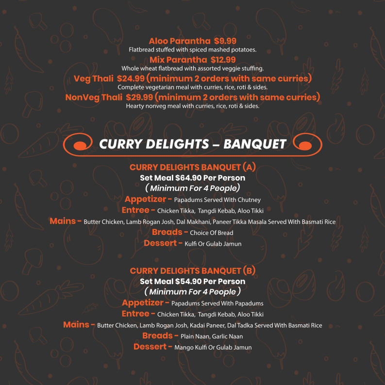 Menu, Curry Delights