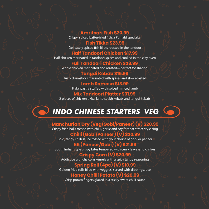 Menu, Curry Delights
