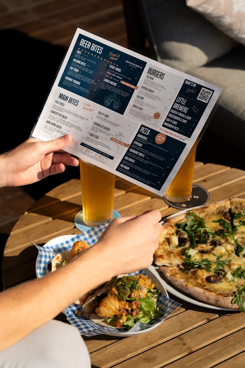 Menu, Hemingway's Brewery Tap House