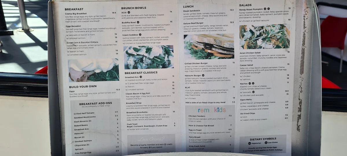 Menu, Crema Espresso