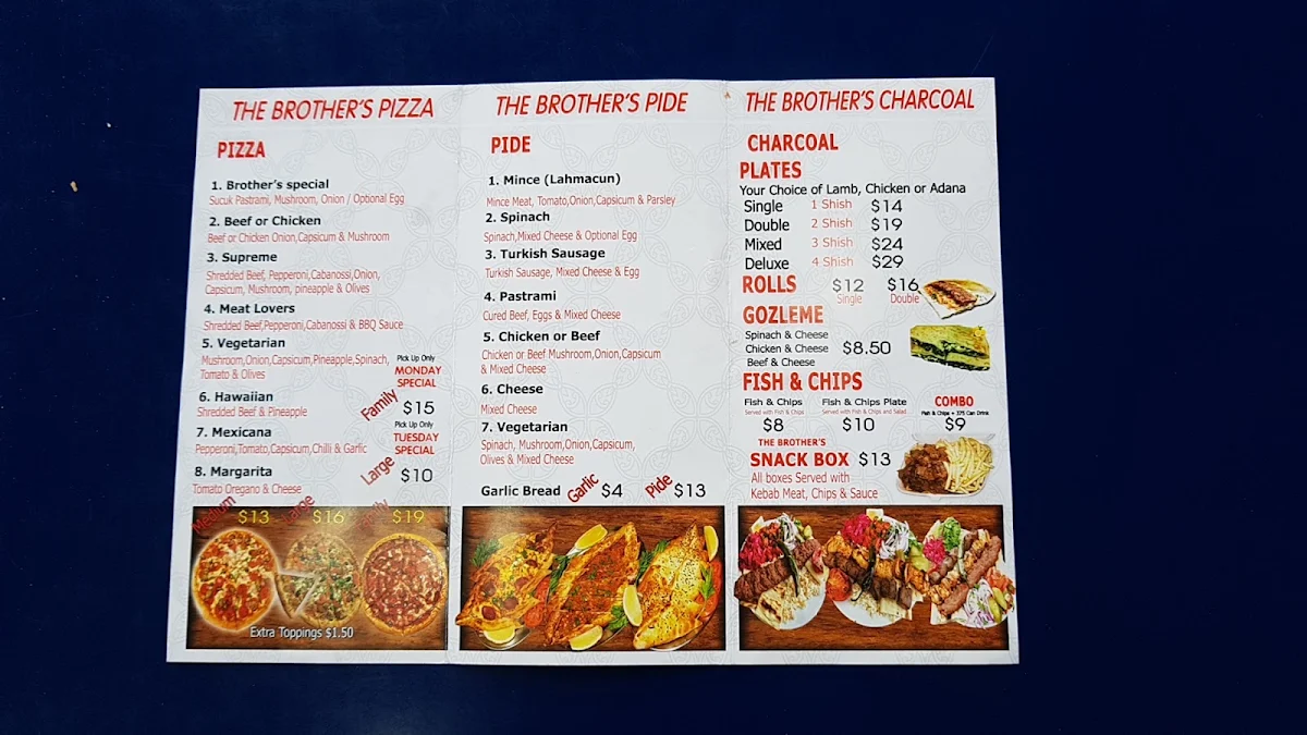 Menu, The Kebab BROTHER'S