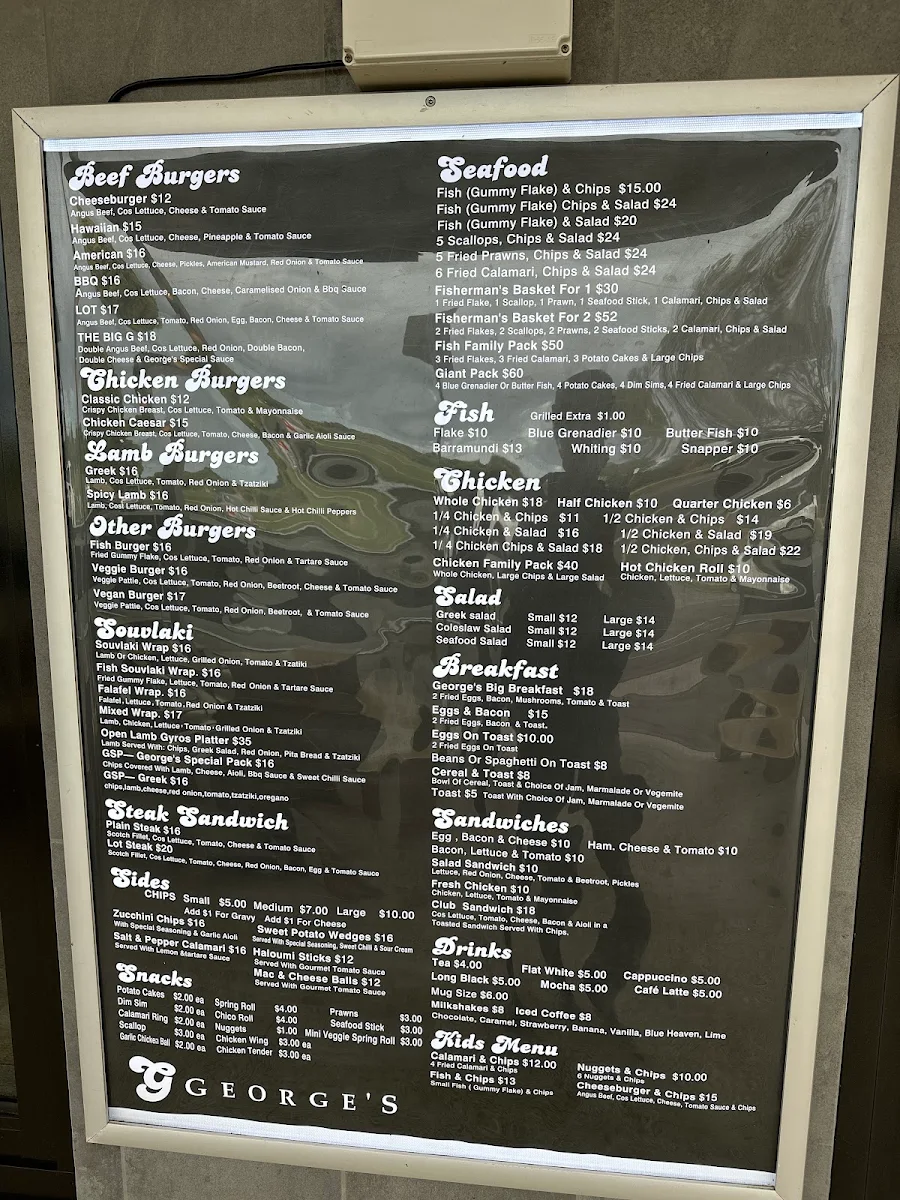 Menu, George's Restaurant