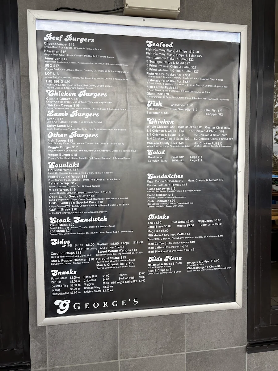 Menu, George's Restaurant
