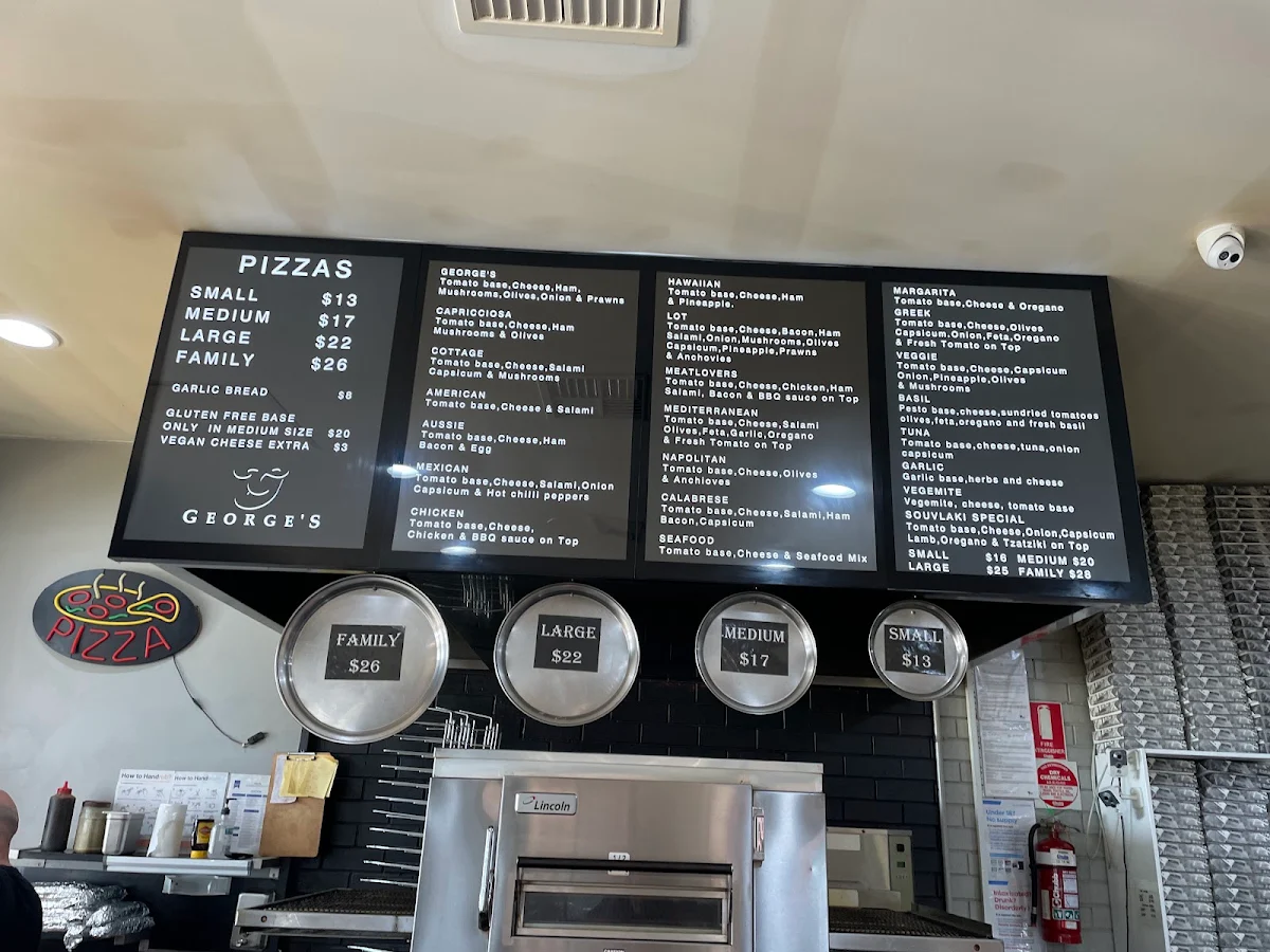 Menu, George's Restaurant