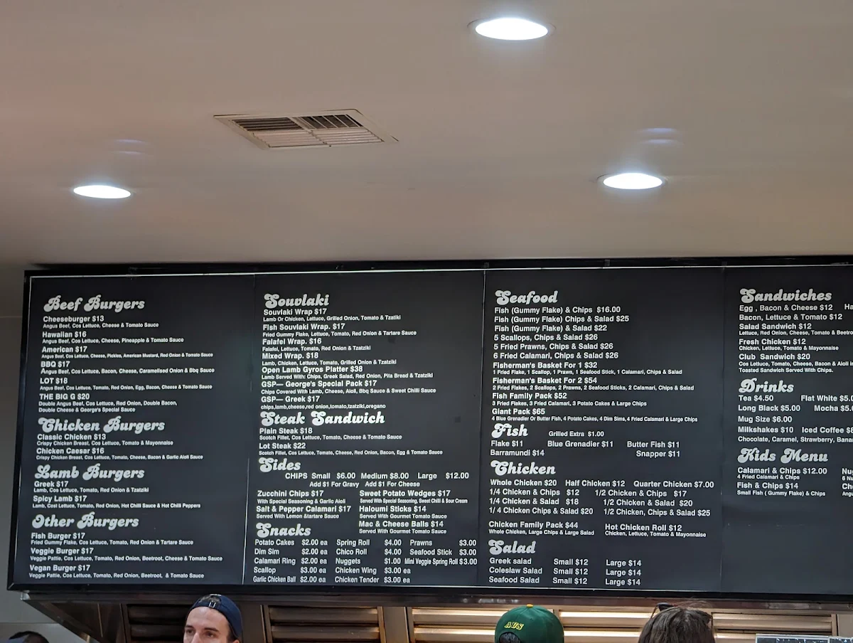 Menu, George's Restaurant