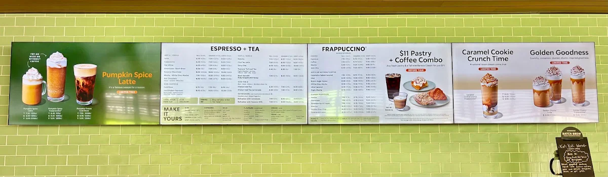 Menu, Starbucks Ellenbrook