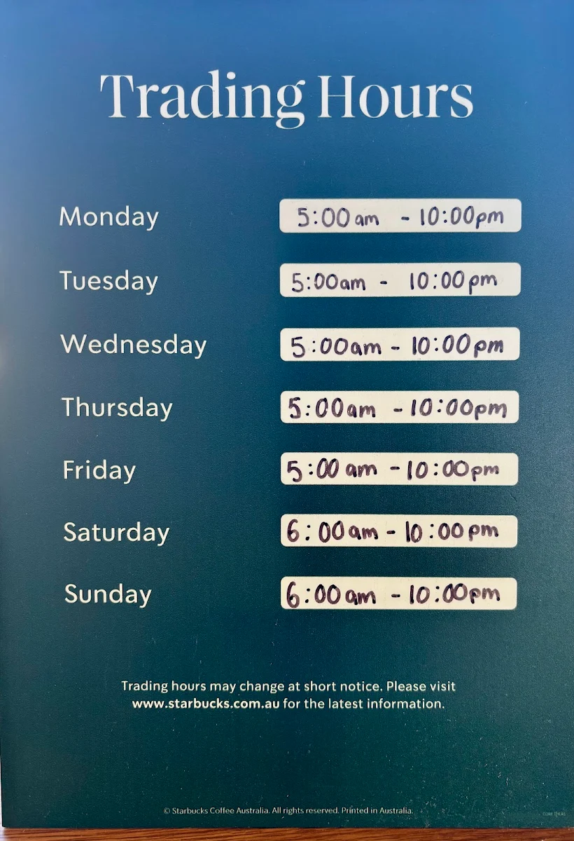 Menu, Starbucks Ellenbrook