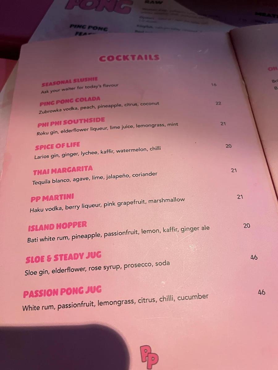 Menu, Ping Pong