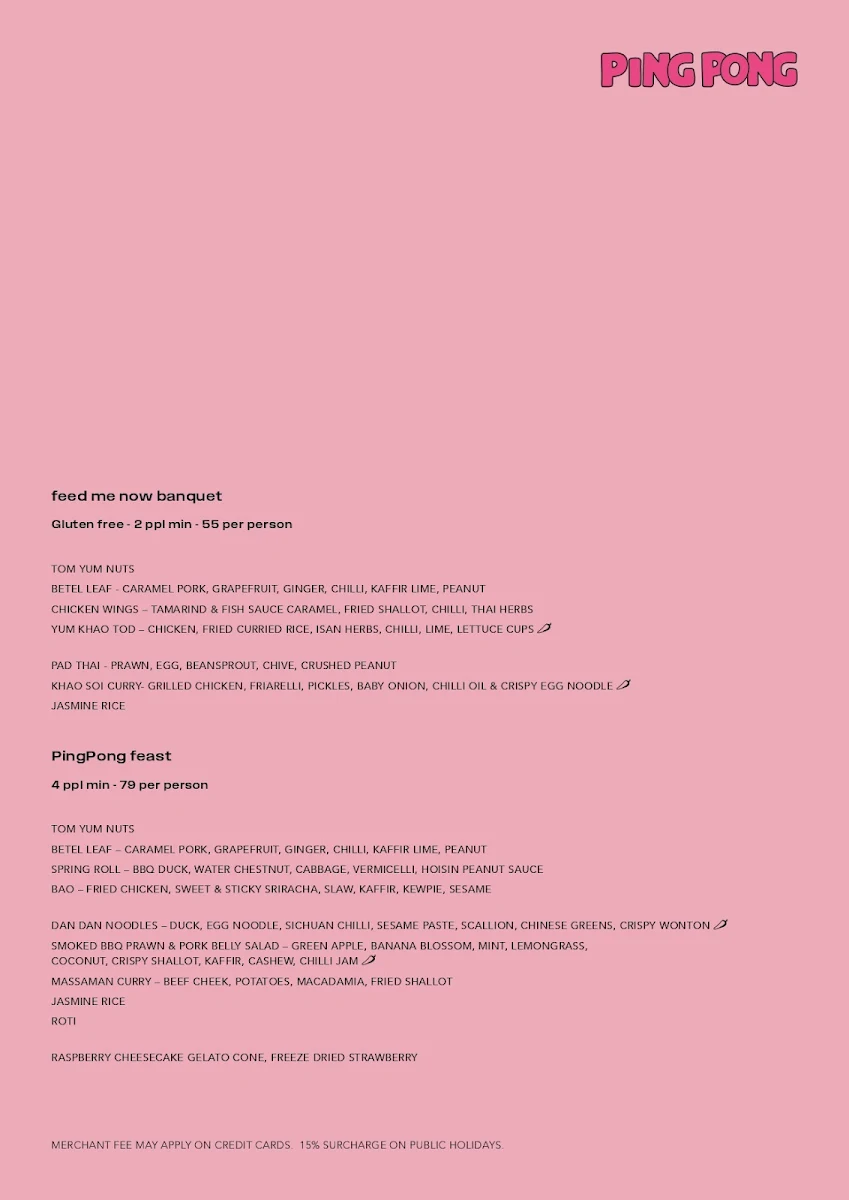 Menu, Ping Pong