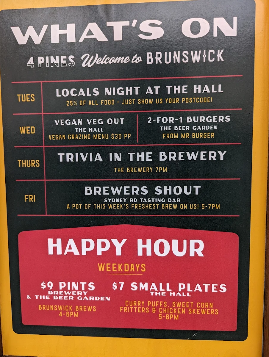 Menu, The Hall Brunswick