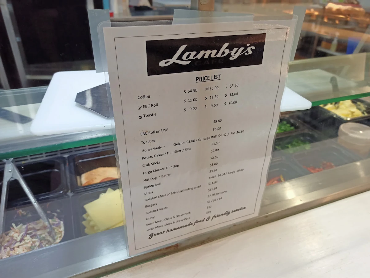 Menu, Lamby's Cafe