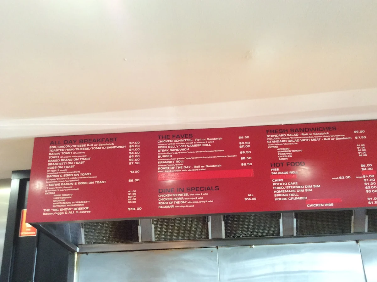 Menu, Lamby's Cafe