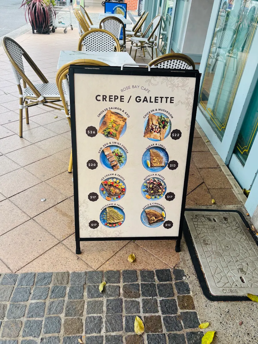 Menu, Rose Bay Cafe