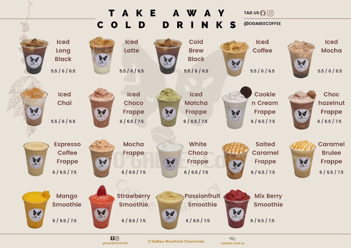 Menu, O'GABEE & Co Coffee Roastery Chermside