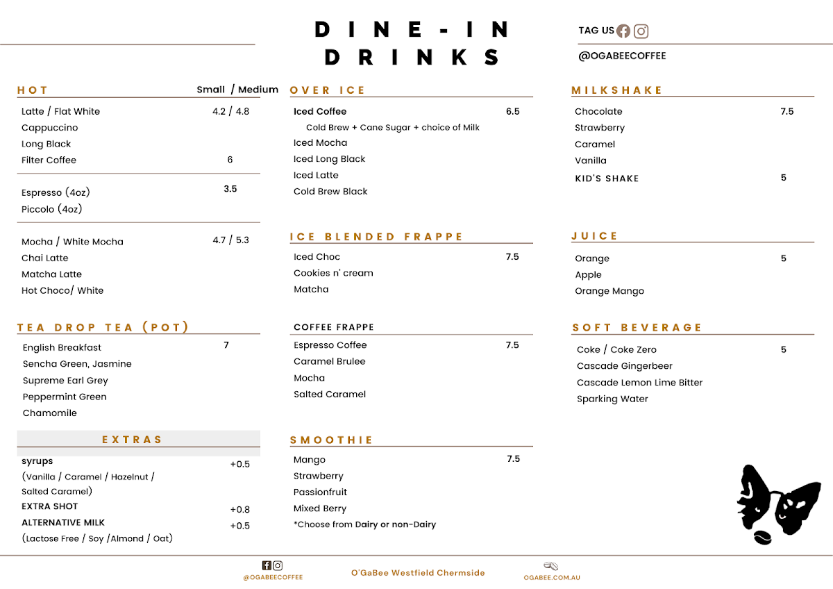 Menu, O'GABEE & Co Coffee Roastery Chermside