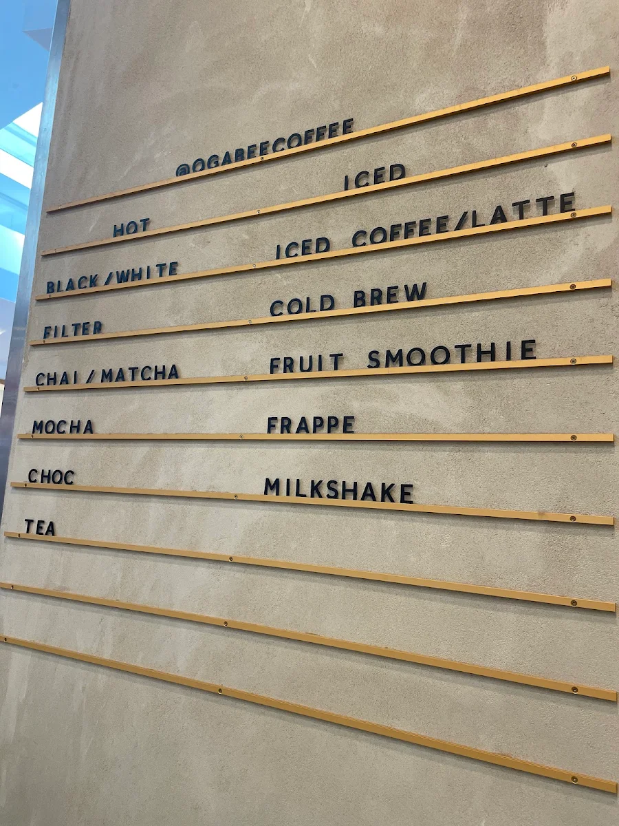 Menu, O'GABEE & Co Coffee Roastery Chermside