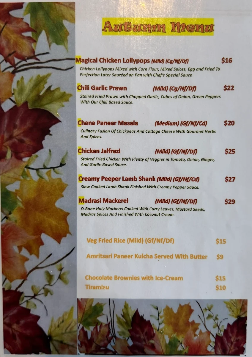 Menu, Moree Indian Restaurant (Indian and Nepalese Cuisine)