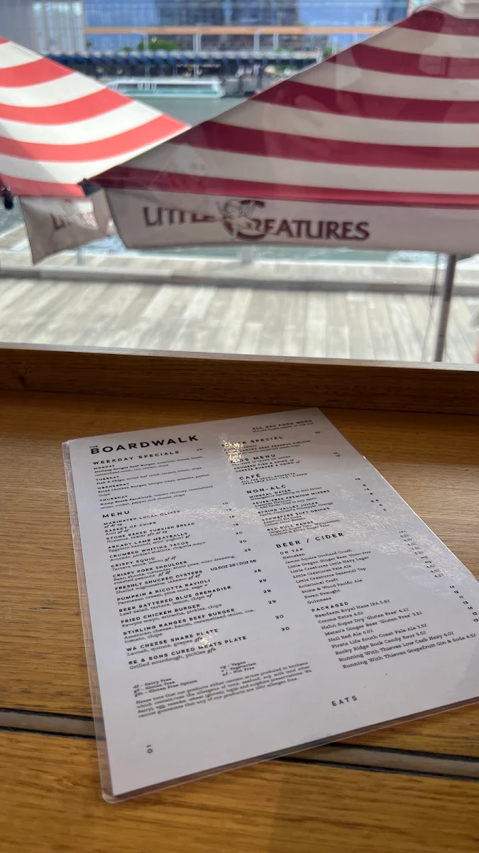 Menu, The Boardwalk