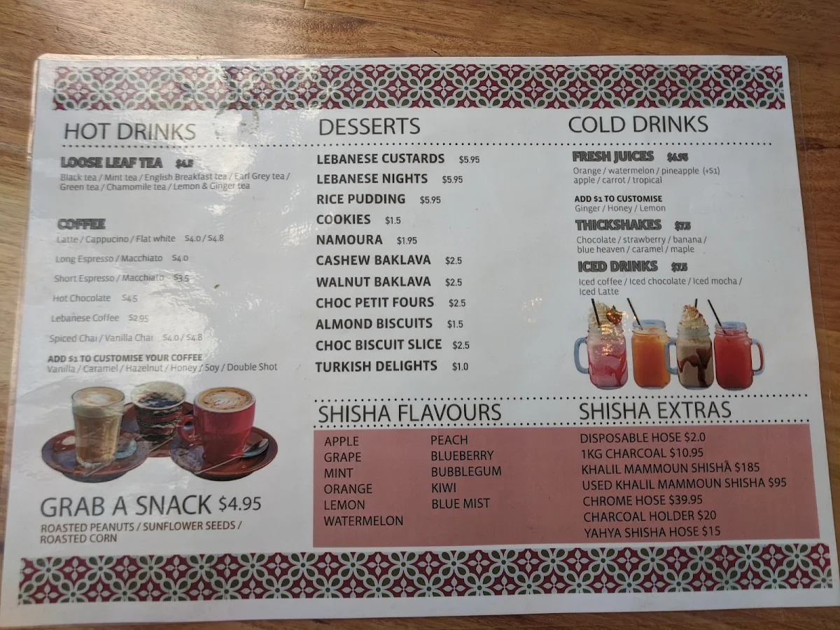 Menu, Sheesh Grill