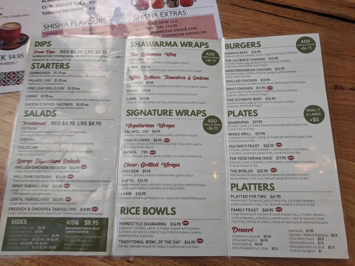 Menu, Sheesh Grill