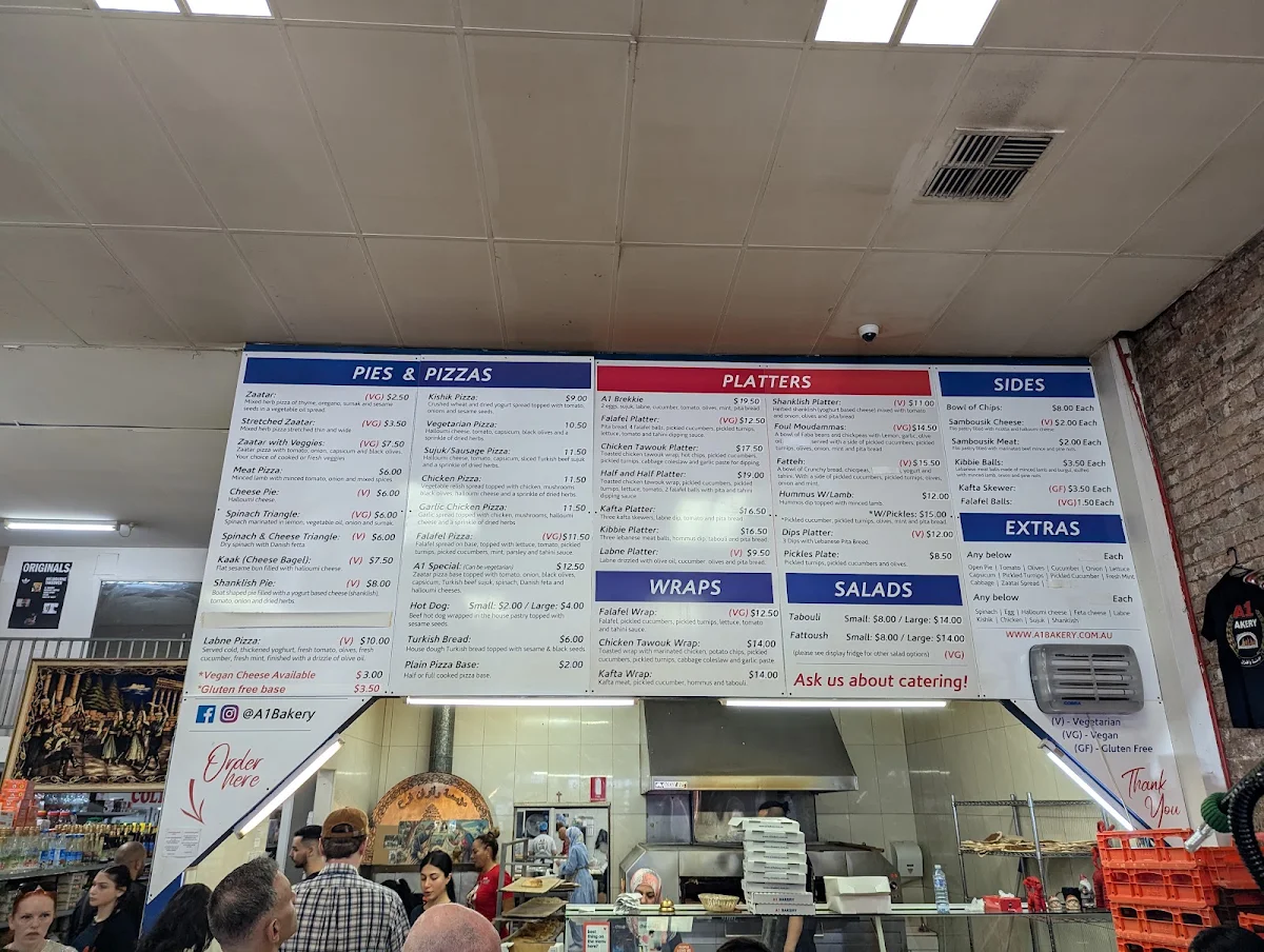 Menu, A1 Bakery