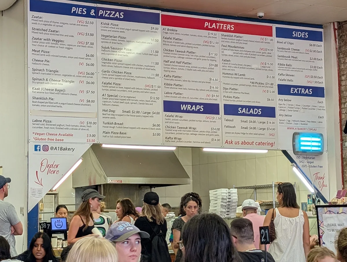 Menu, A1 Bakery
