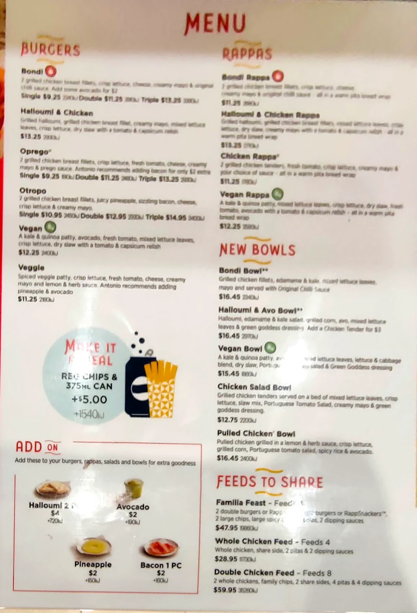 Menu, Oporto Southport