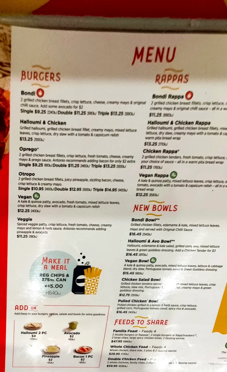 Menu, Oporto Southport