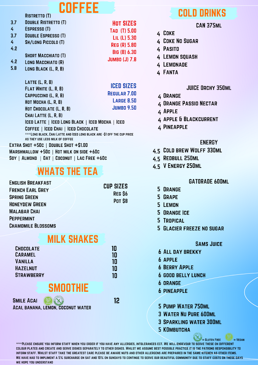 Menu, Burger Towers