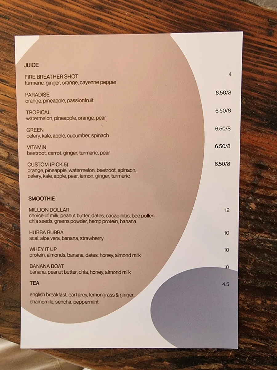 Menu, The Press Cronulla