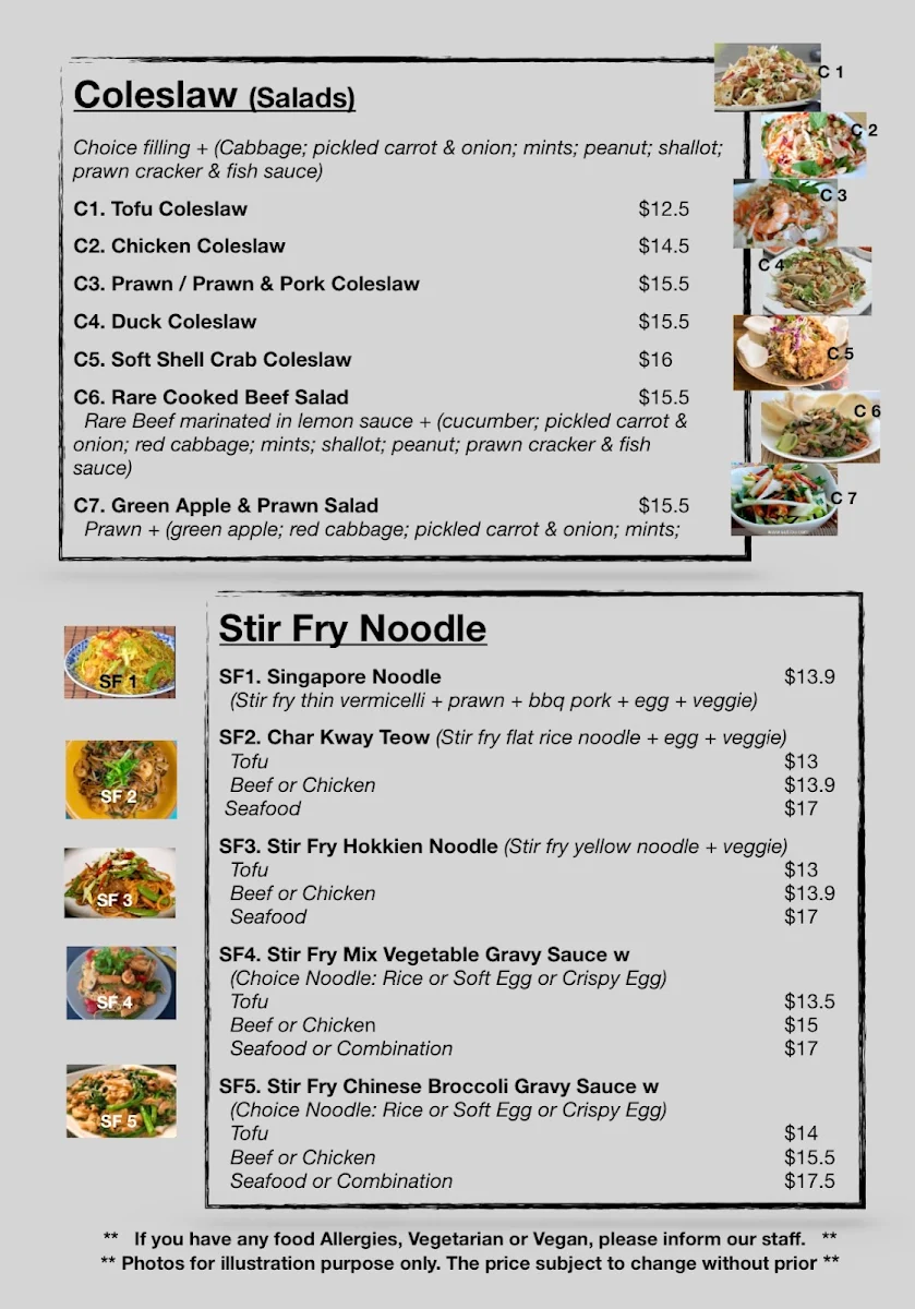 Menu, Pho Om