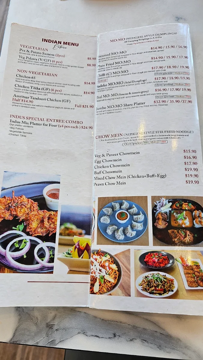 Menu, Indus Indian &Nepalese Restaurant Gold coast