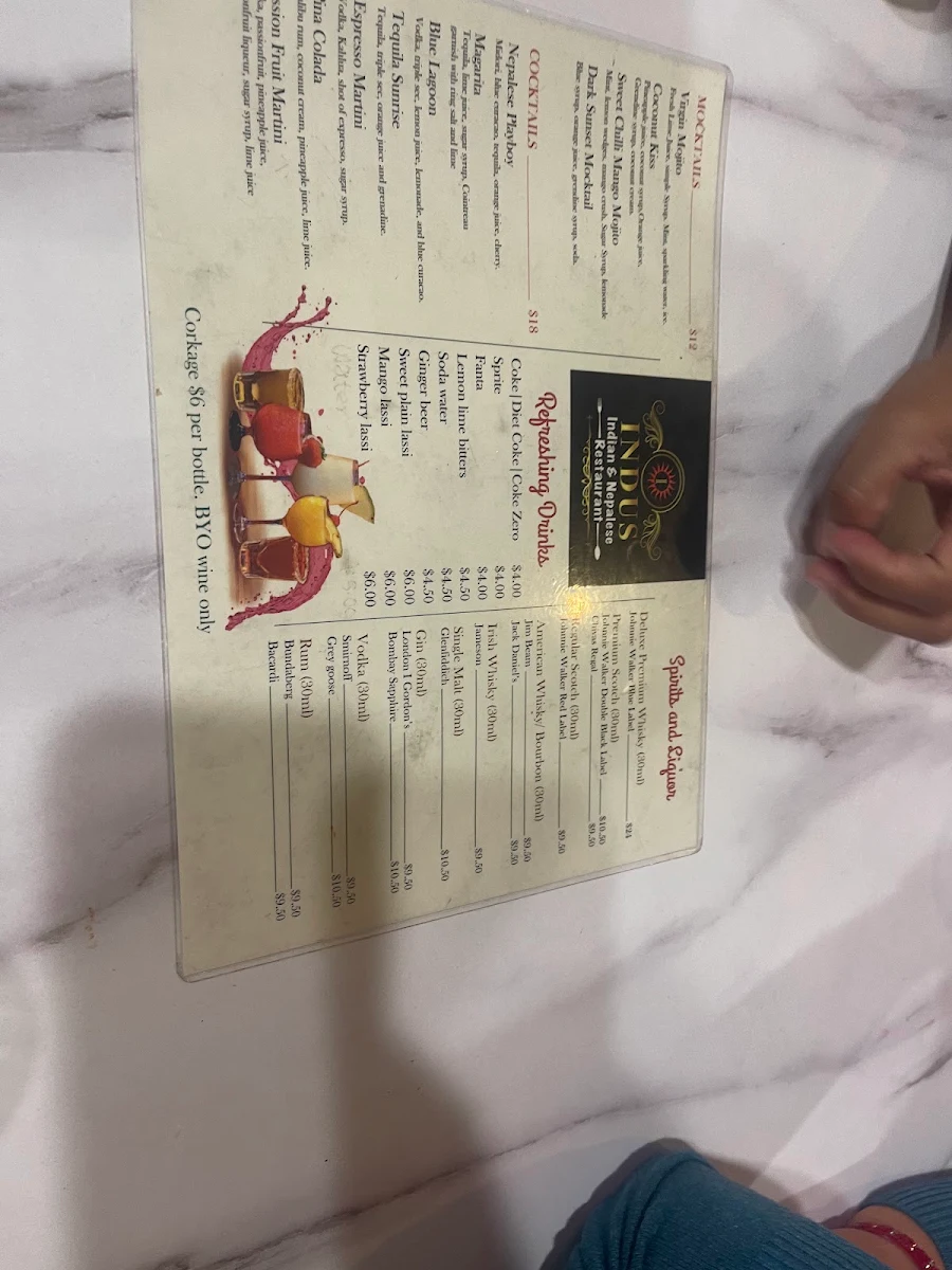 Menu, Indus Indian &Nepalese Restaurant Gold coast