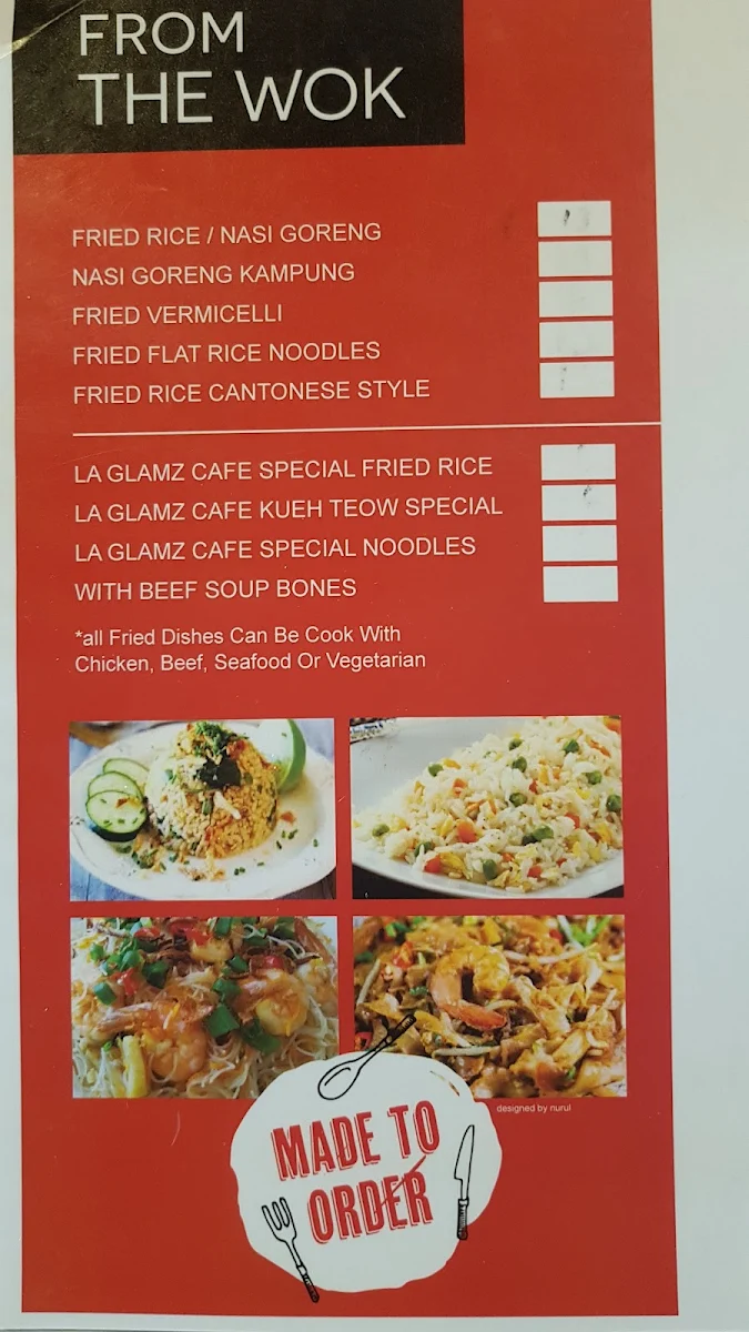 Menu, La Glamz Restaurant 1