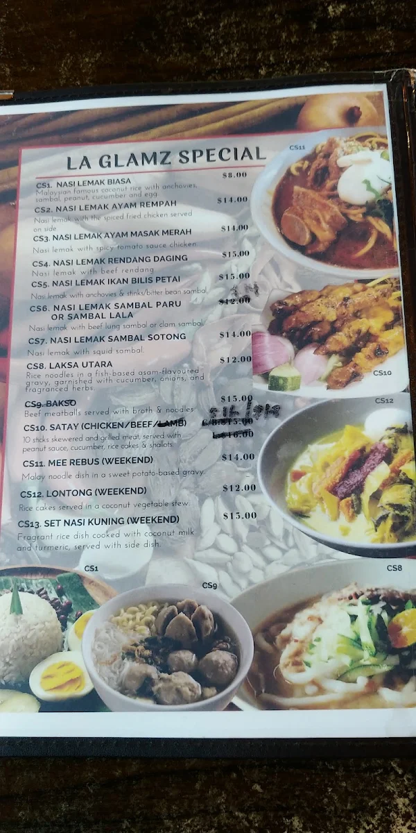 Menu, La Glamz Restaurant 1