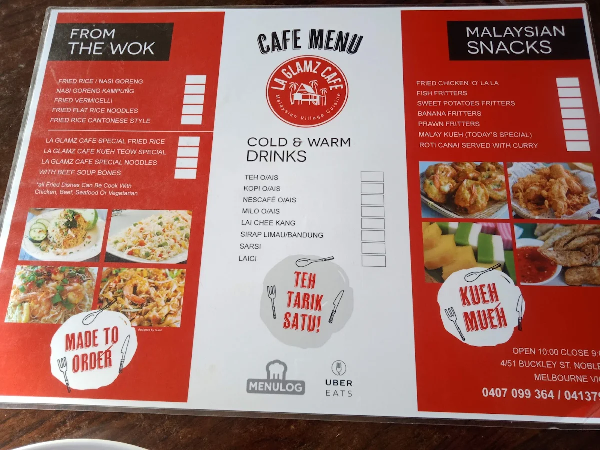Menu, La Glamz Restaurant 1