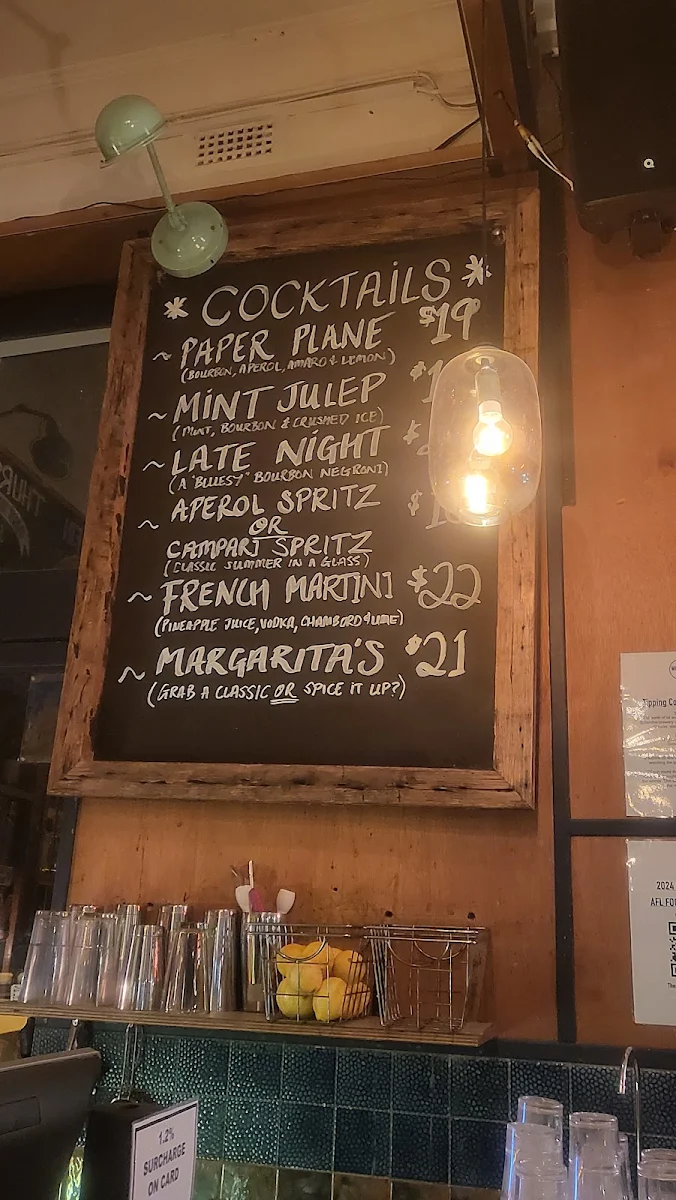 Menu, The Workers Club