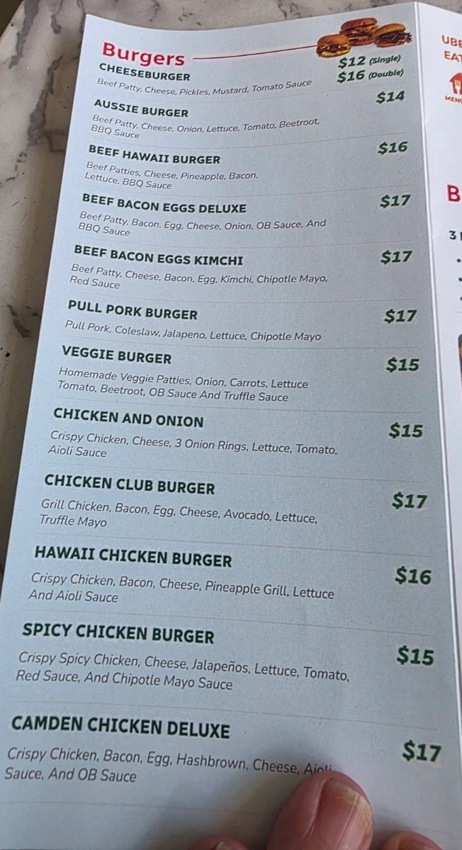 Menu, Oxley Bites