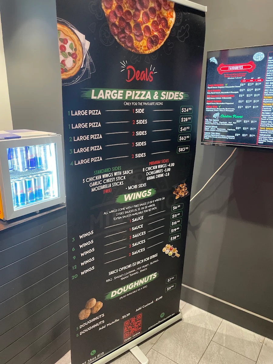 Menu, Pizza Miltonio
