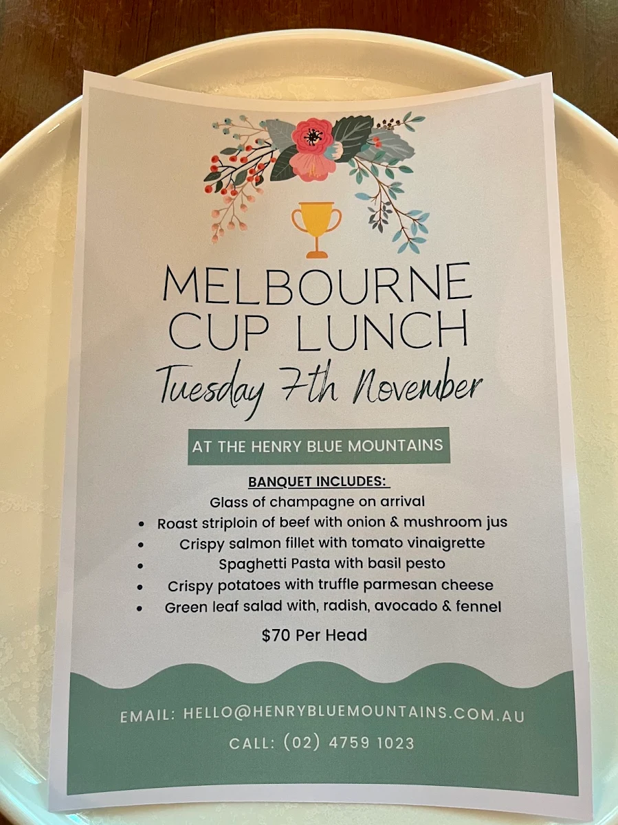 Menu, The Henry Blue Mountains